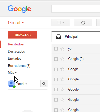 No puedo recibir mensajes en gmail