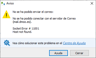 No se puede recibir correo error al conectarse al servidor